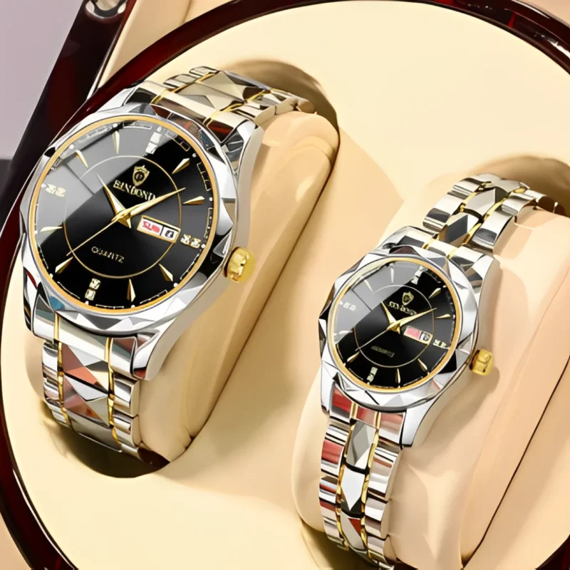 Him & Her Waterproof Stainless Steel Quartz Couple Watch