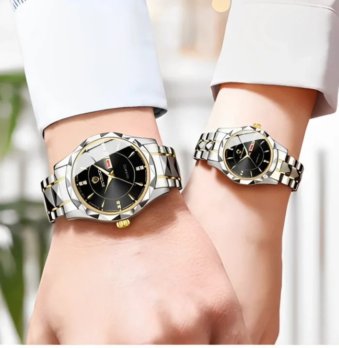 Him & Her Waterproof Stainless Steel Quartz Couple Watch