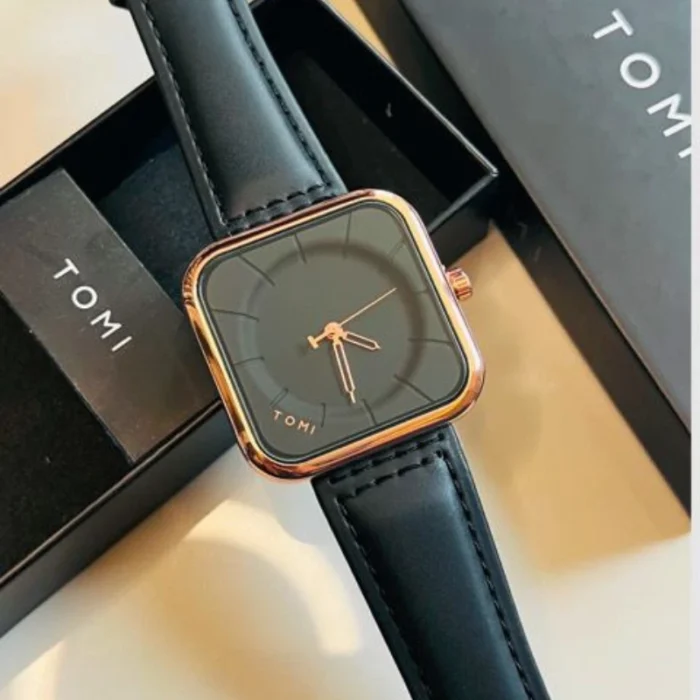 Tomi Black Gold Square Dial Watch (1)