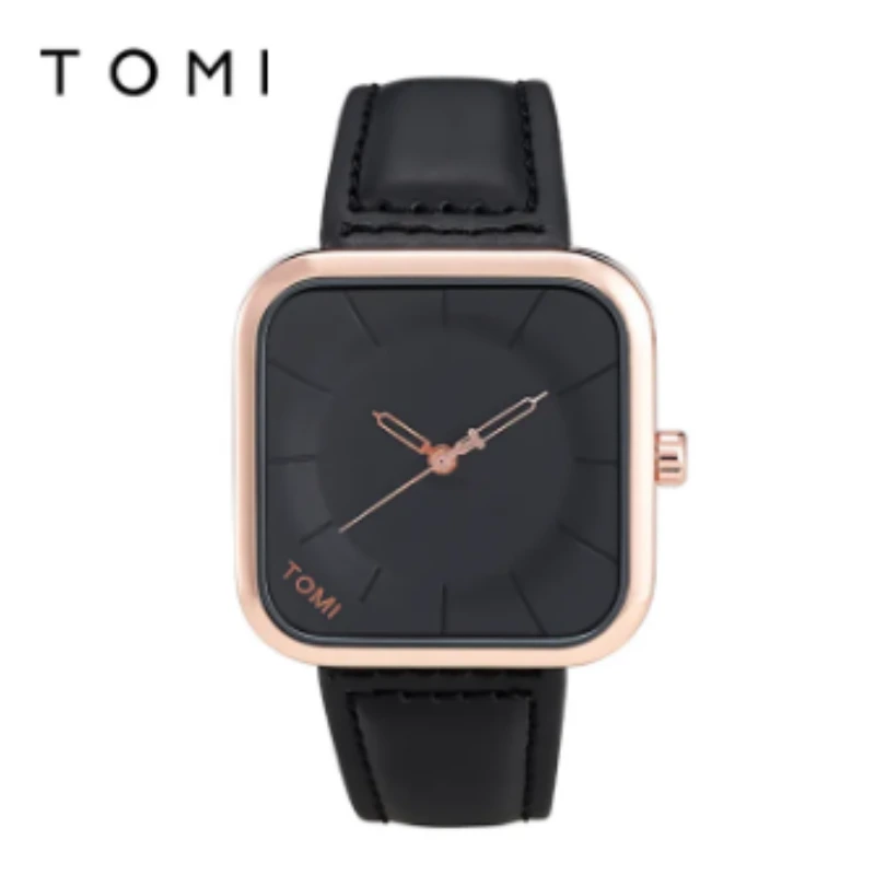 Tomi Black Gold Square Dial Watch (2)