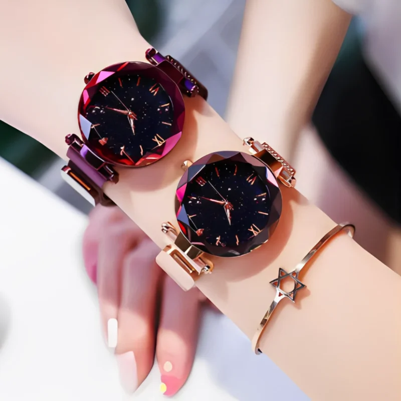 Womens Fashion Starry Sky Watches Magnet Buckle