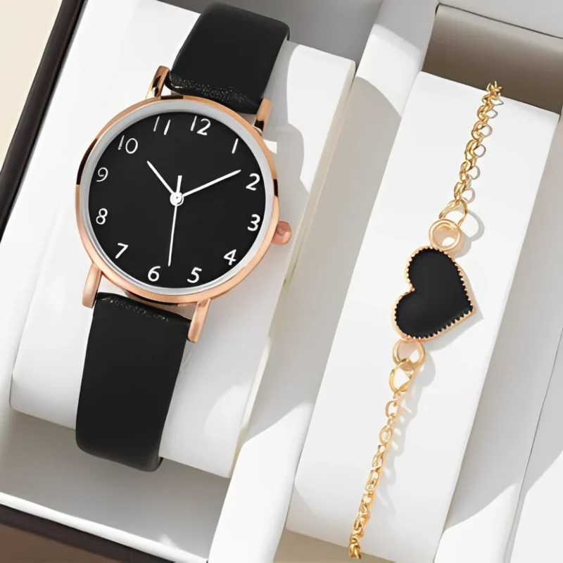 Women Fashion Casual Leather Belt Watches Round Dial