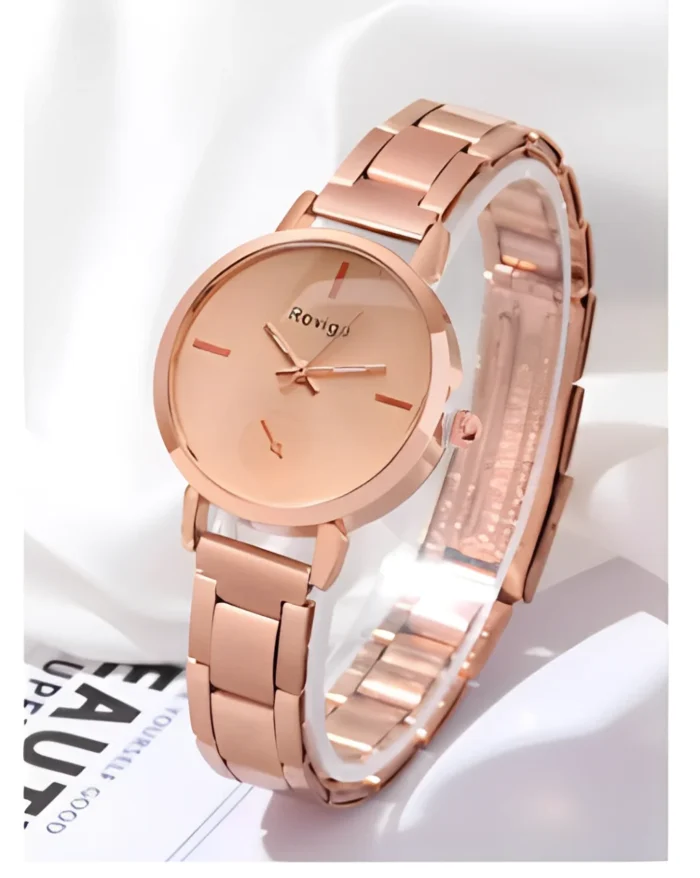 Women's Fashion Watch Simple Rose Gold Steel Band