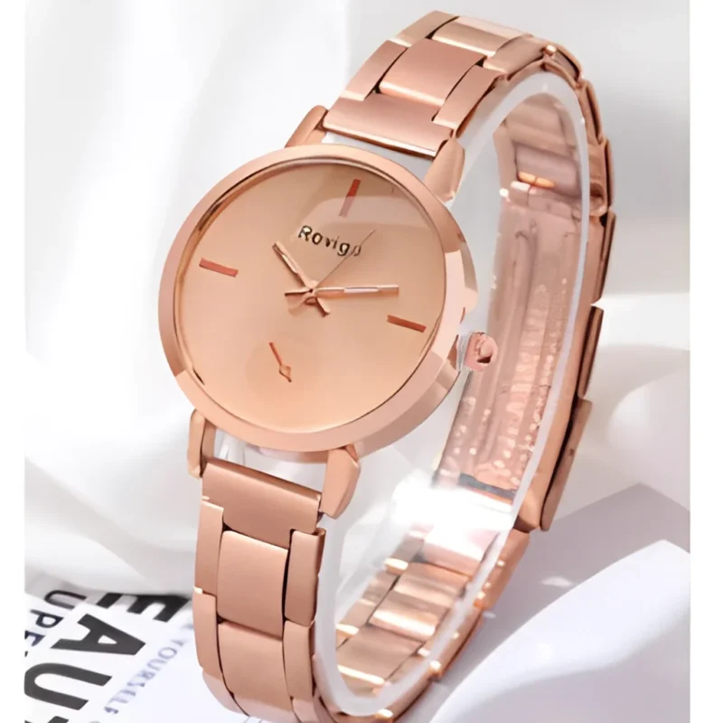 Women's Fashion Watch Simple Rose Gold Steel Band