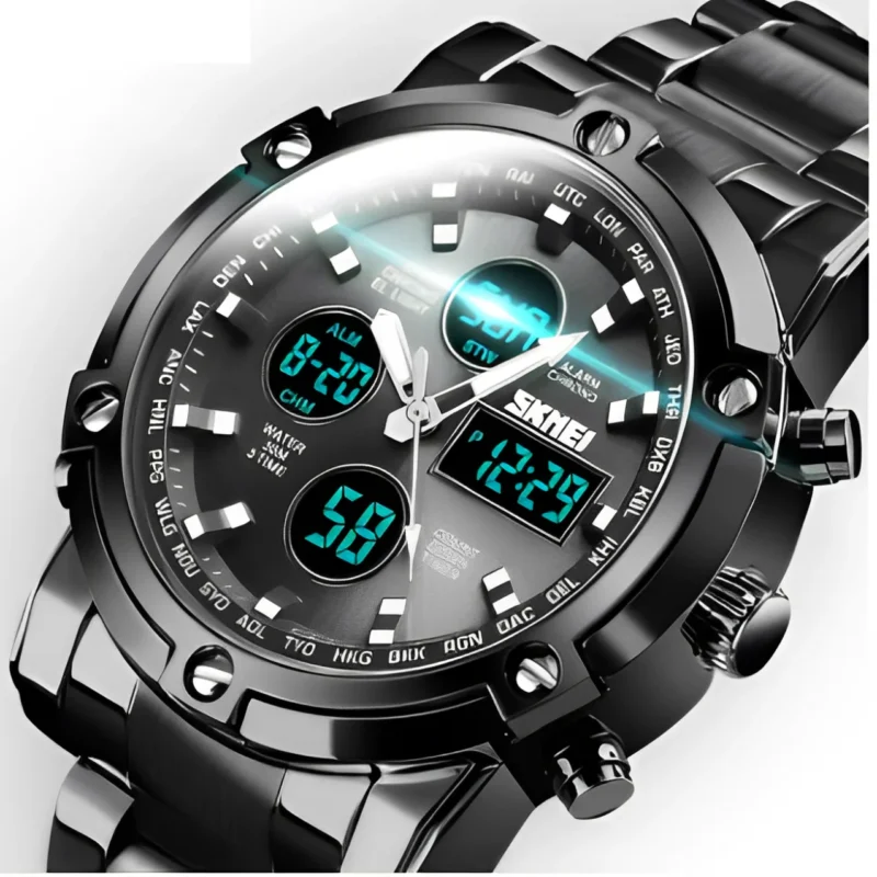 Sports Fashion Quartz Dual Display Waterproof Watch For Men