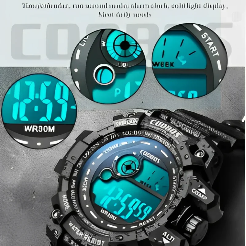 Waterproof Led Digital High Quality Sports Boys Watch